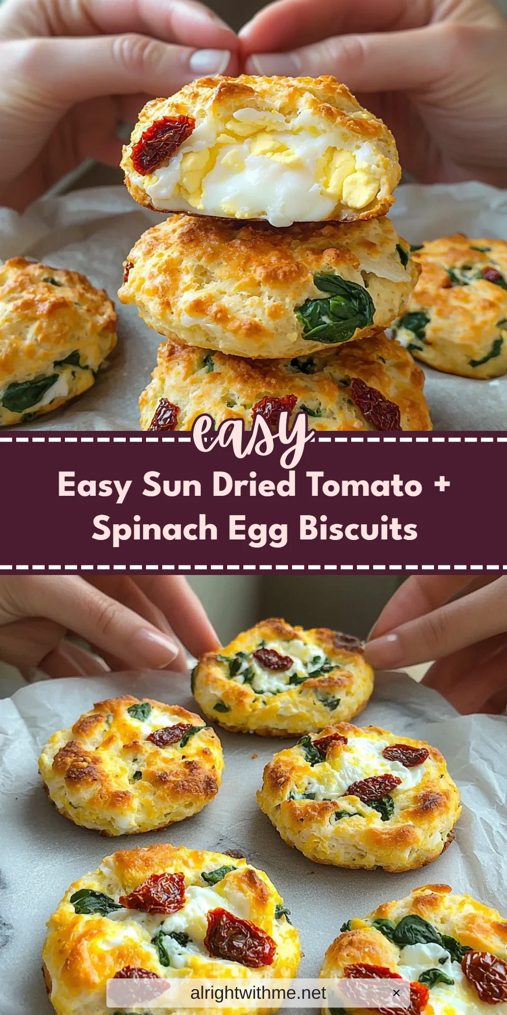 Easy Sun Dried Tomato + Spinach Egg Biscuits