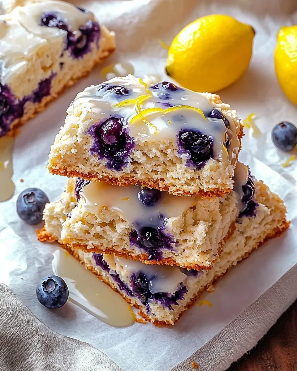 Fluffy Blueberry Scones with Lemon Glaze