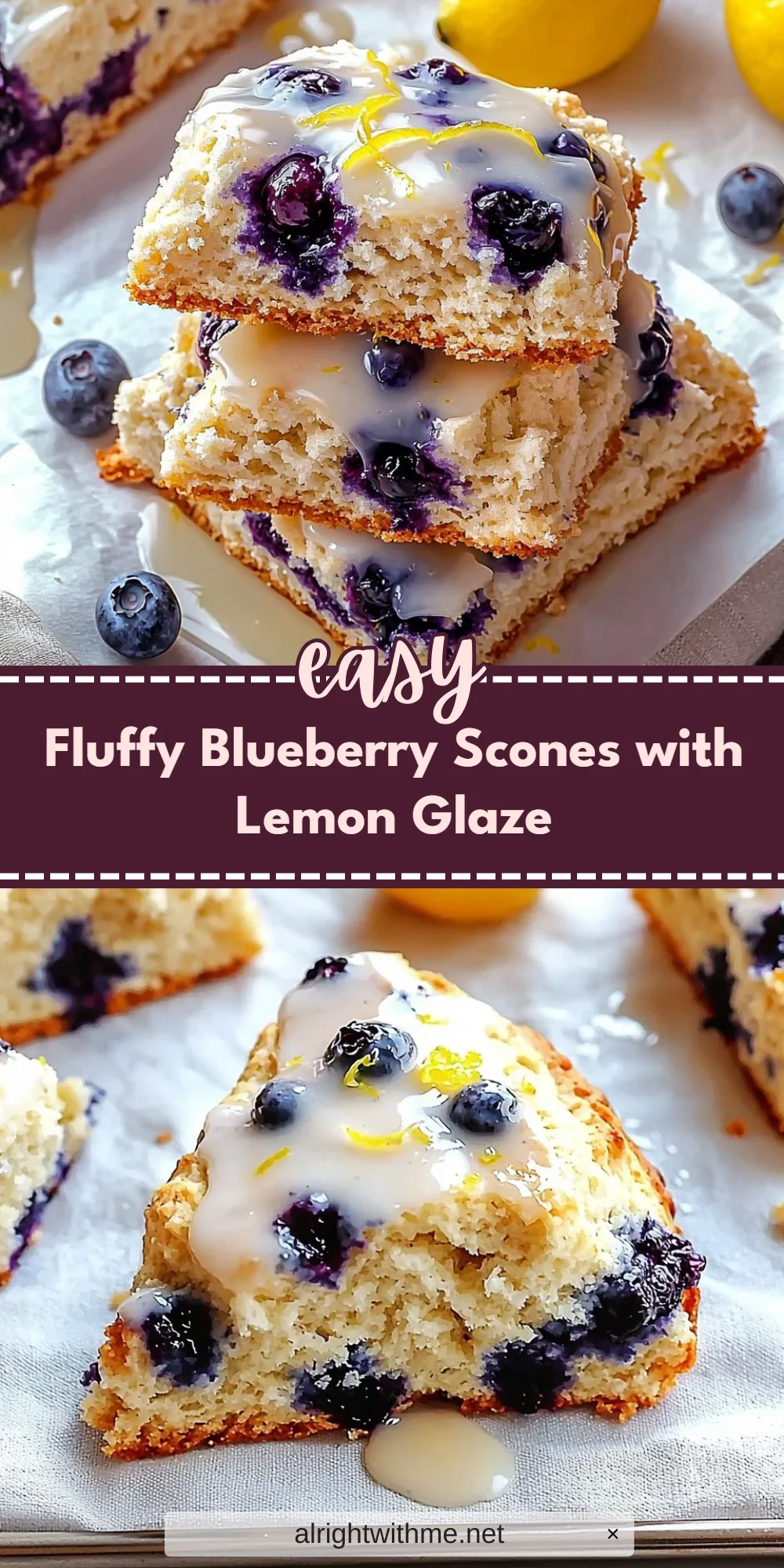 Fluffy Blueberry Scones with Lemon Glaze