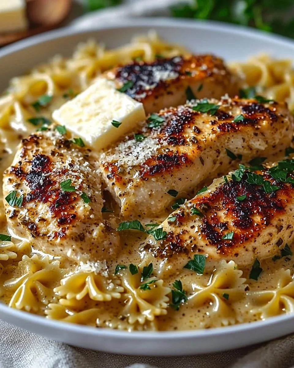 Garlic Butter Chicken and Bowtie Pasta