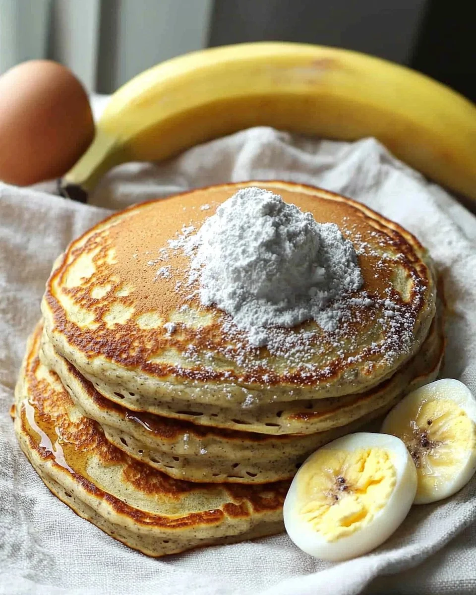 Healthy high protein pancakes stacked with fresh fruits on a plate