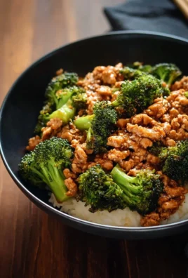Honey Sriracha Ground Chicken stir-fry with broccoli