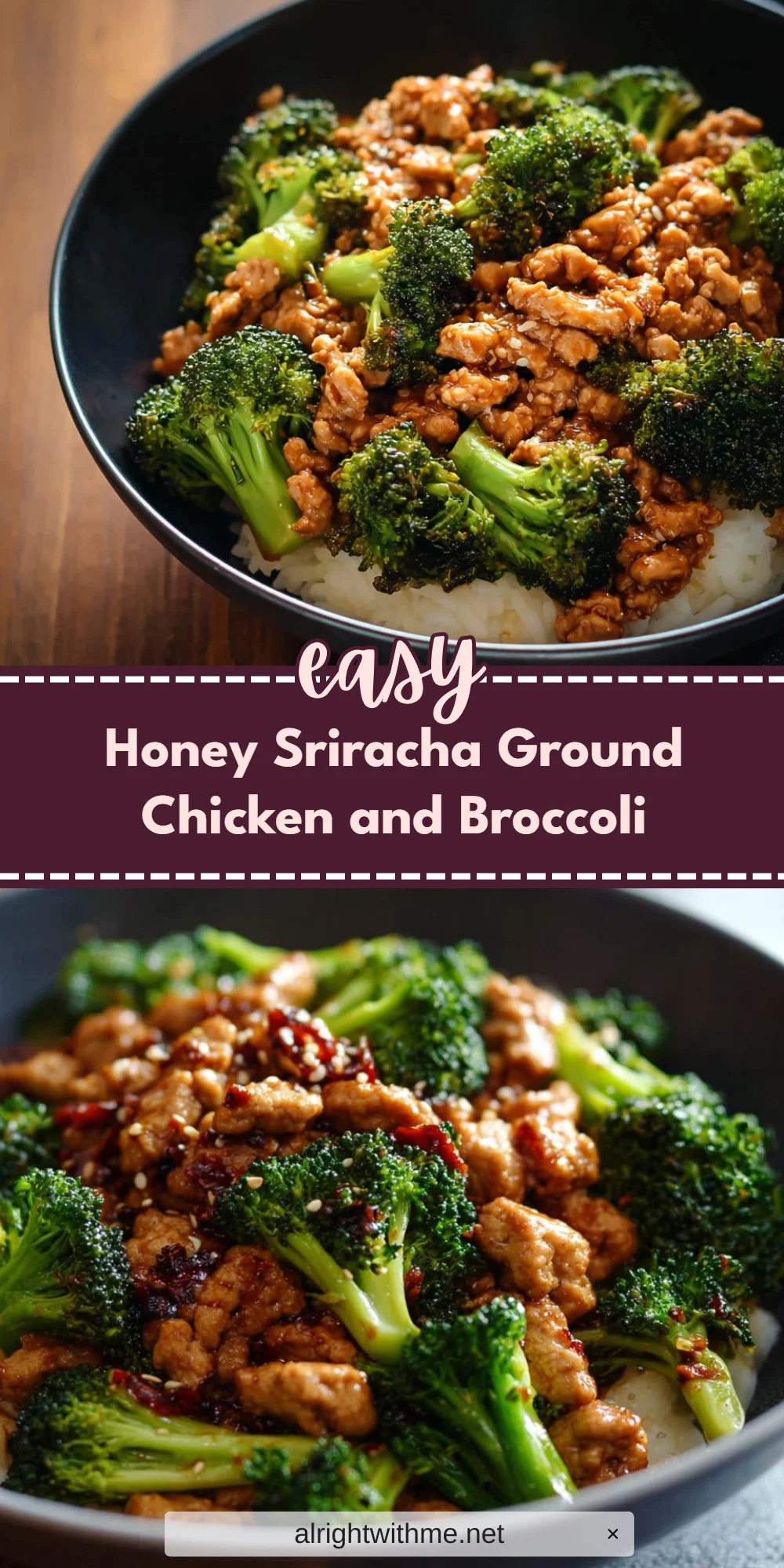 Honey Sriracha Ground Chicken and Broccoli