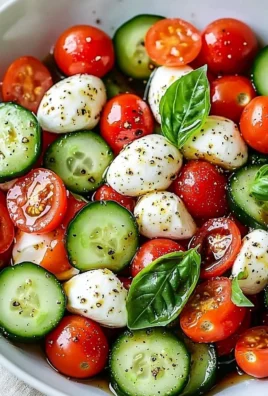 Juicy Cucumber Caprese Salad with fresh tomatoes and mozzarella