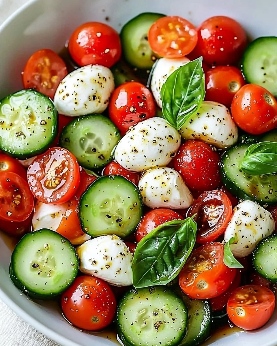 Juicy Cucumber Caprese Salad
