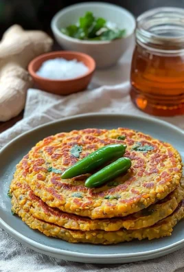 Delicious homemade lentil pancake served on a plate with garnish.