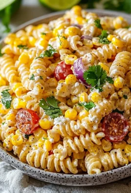 Colorful Mexican Street Corn Pasta Salad with fresh ingredients and spices