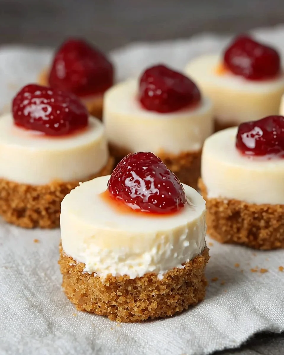 Assorted mini cheesecakes on a decorative platter