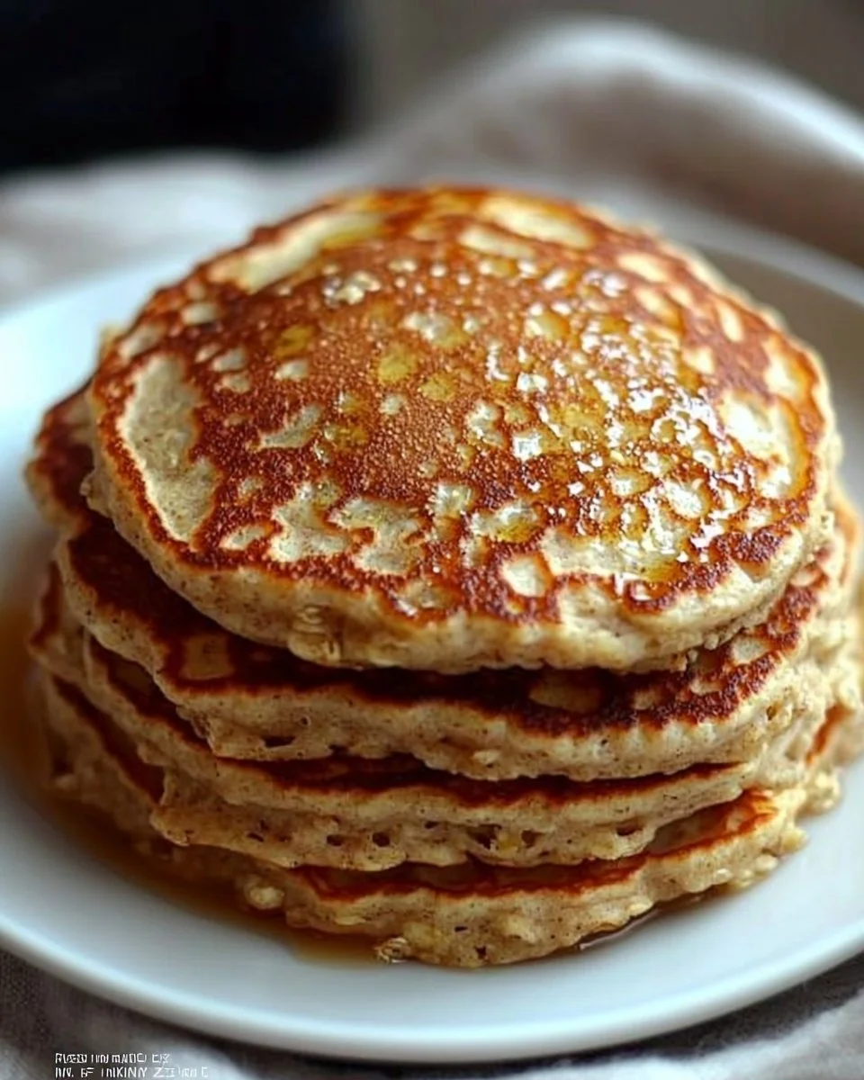 Delicious homemade oatmeal pancakes without banana on a breakfast plate