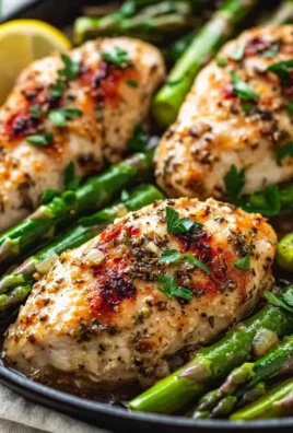 One pan garlic herb chicken with asparagus cooked to perfection