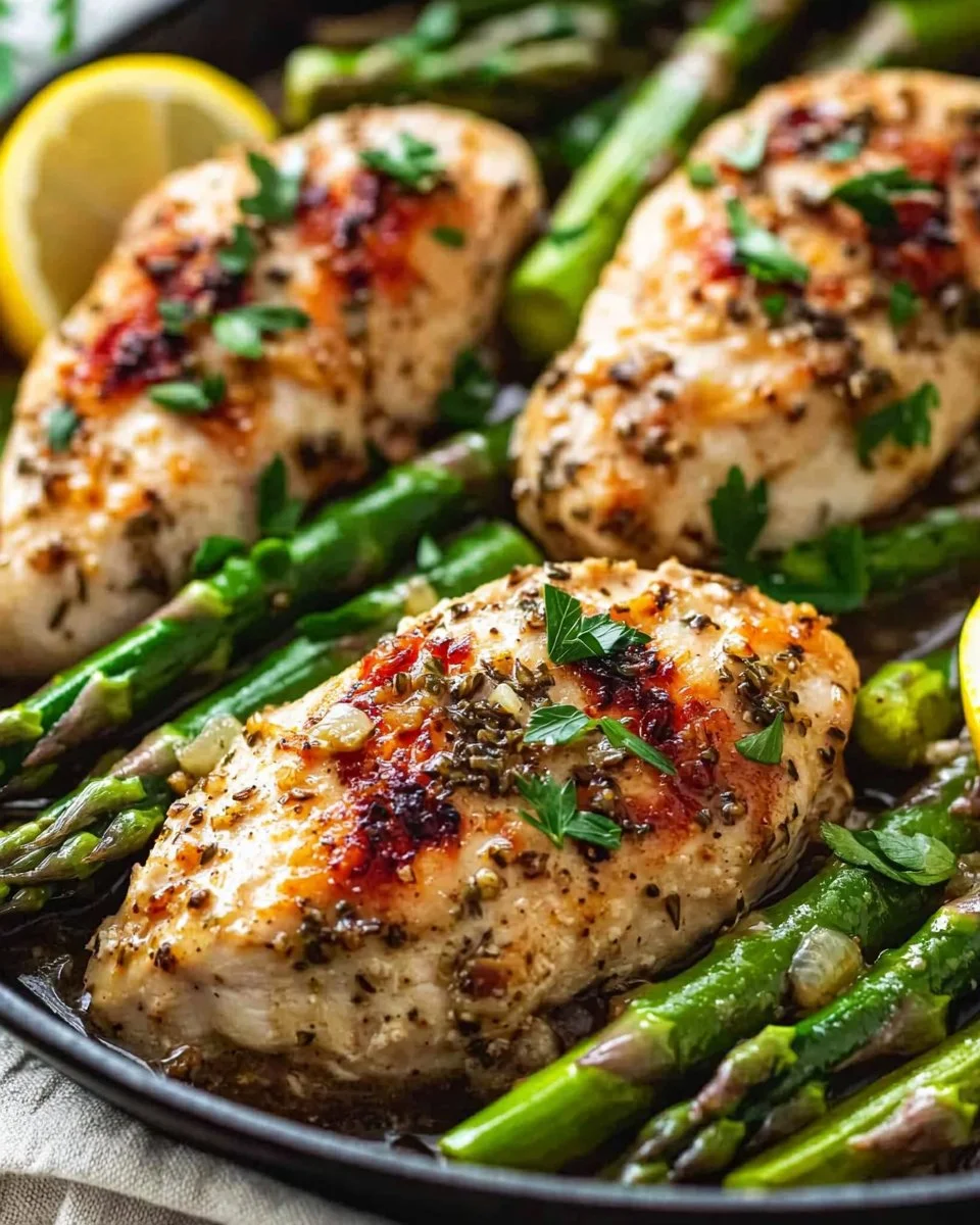 One Pan Garlic Herb Chicken and Asparagus
