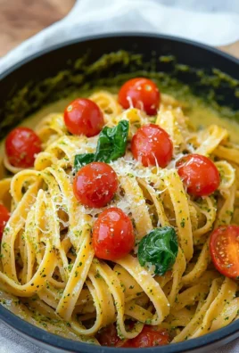 A delicious bowl of one pot creamy pesto pasta with fresh basil and pine nuts