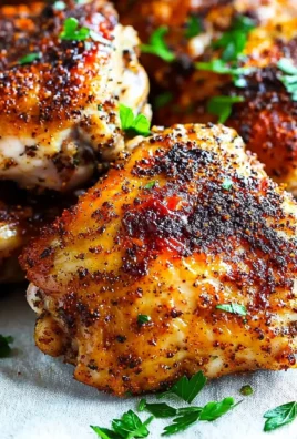 Juicy oven baked chicken thighs seasoned and cooked to perfection.