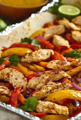 Delicious sheet pan chicken fajitas with colorful vegetables ready to serve.