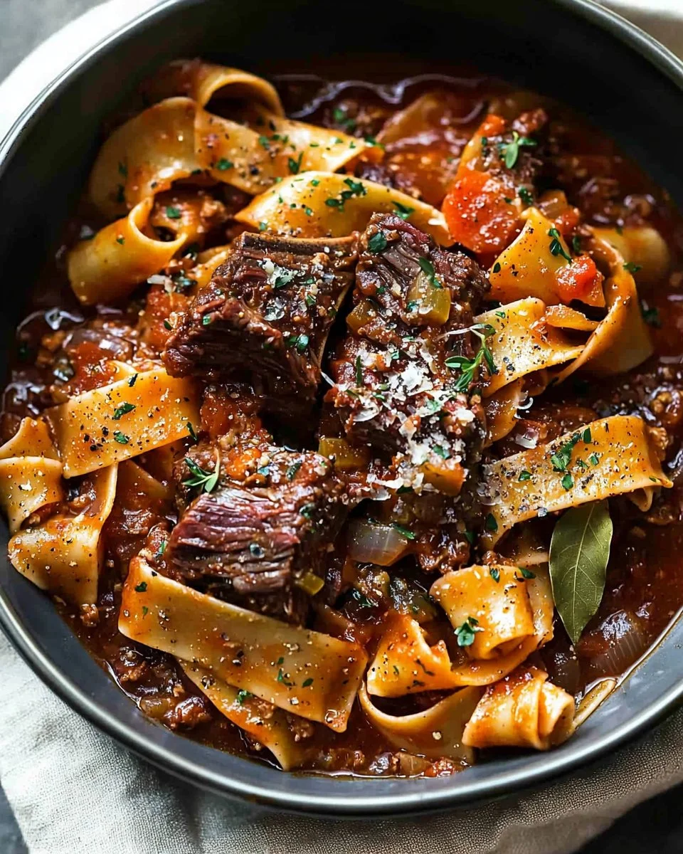 Delicious short rib ragu served over pasta