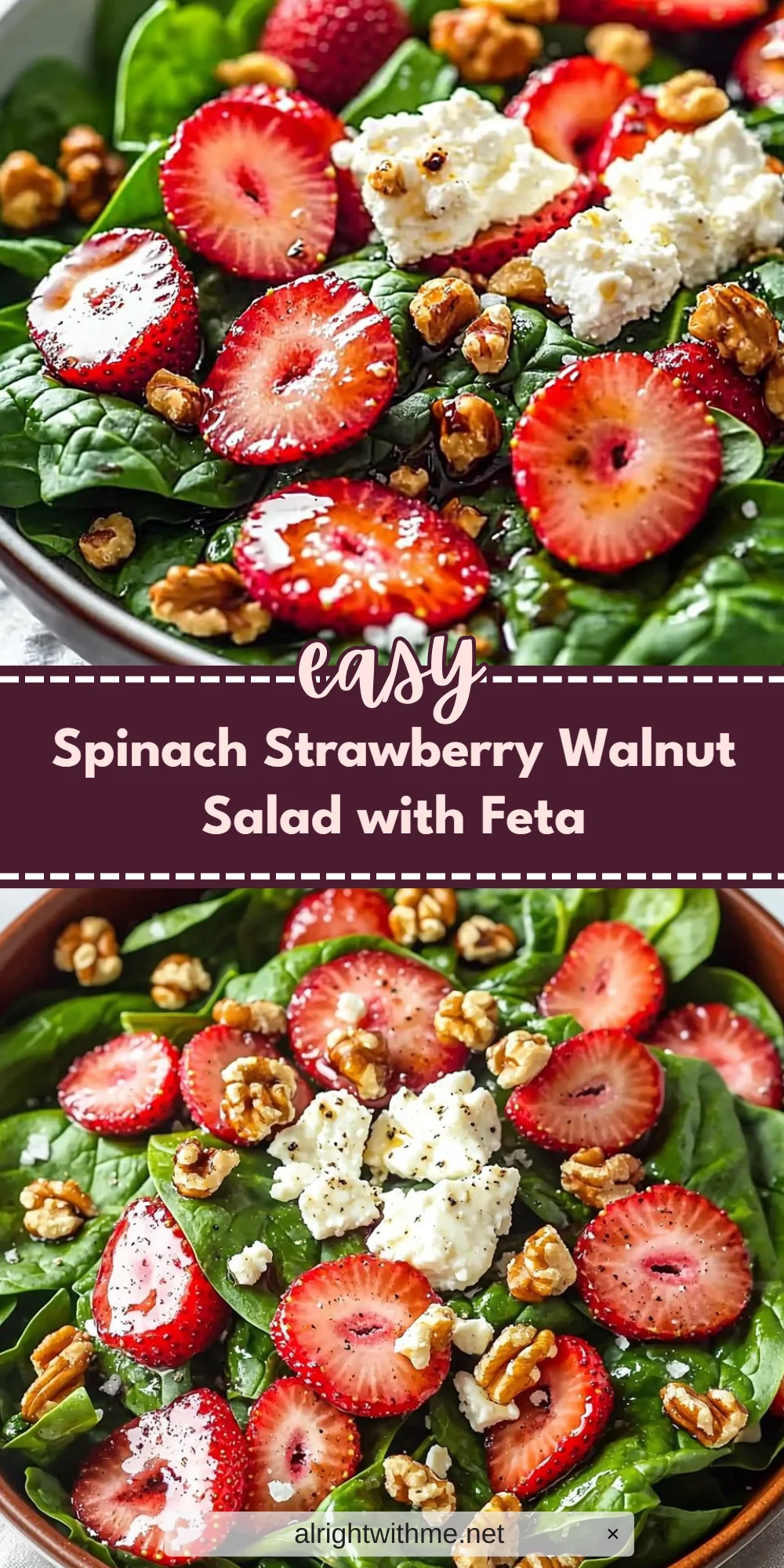 Spinach Strawberry Walnut Salad with Feta