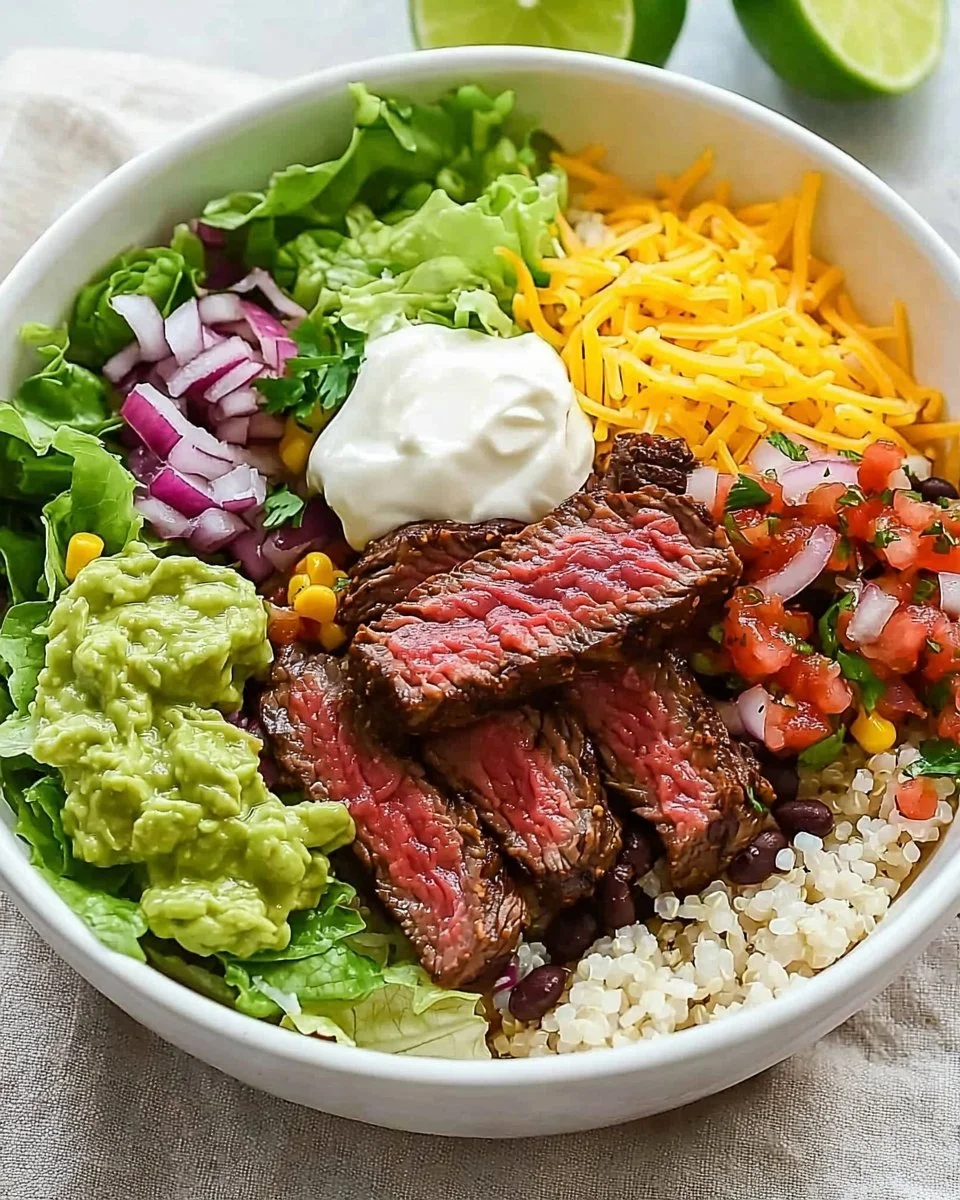 Delicious steak burrito bowls recipe inspired by Chipotle.