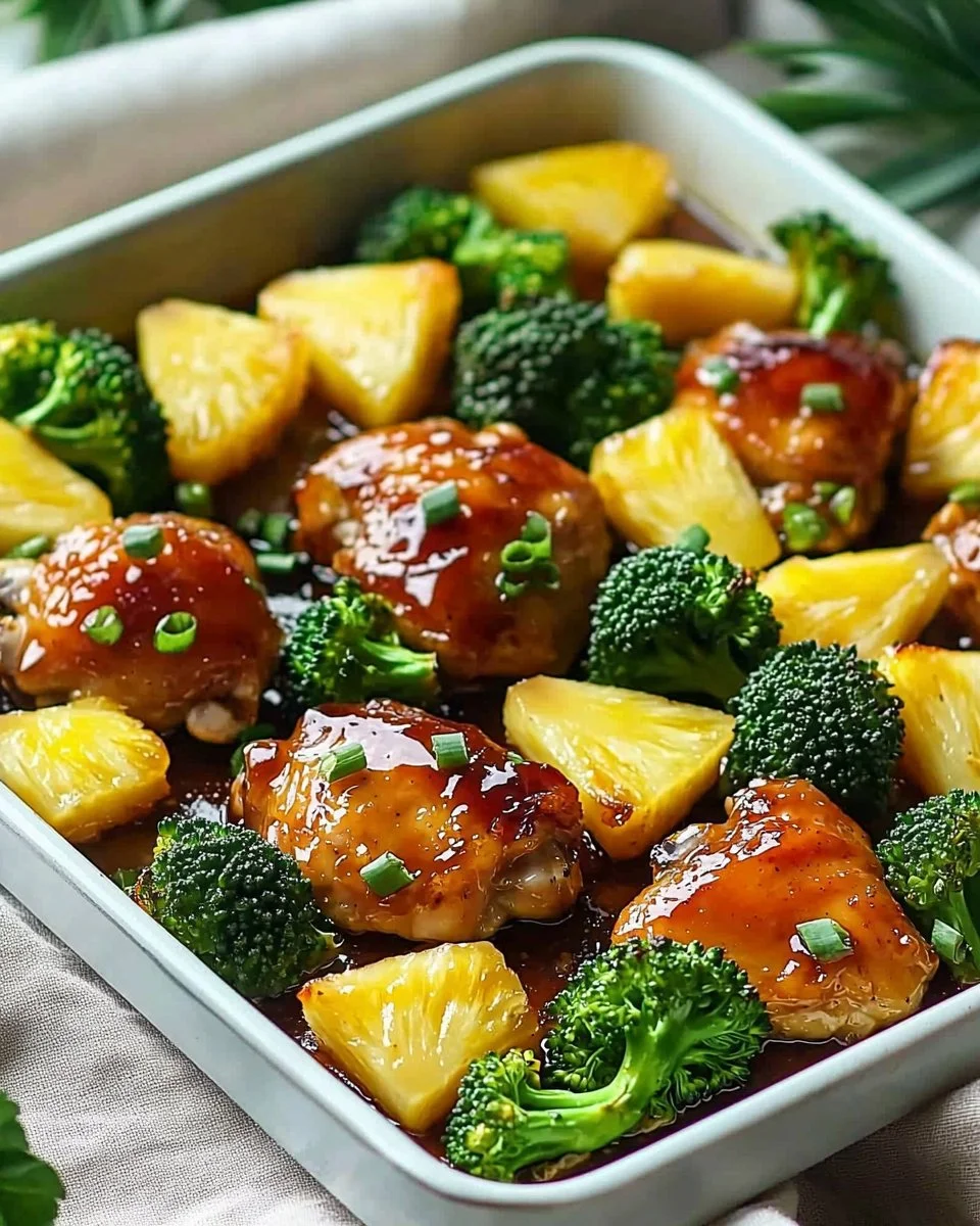 Sweet Sheet Pan Pineapple Chicken and Broccoli - thegirlskitchen