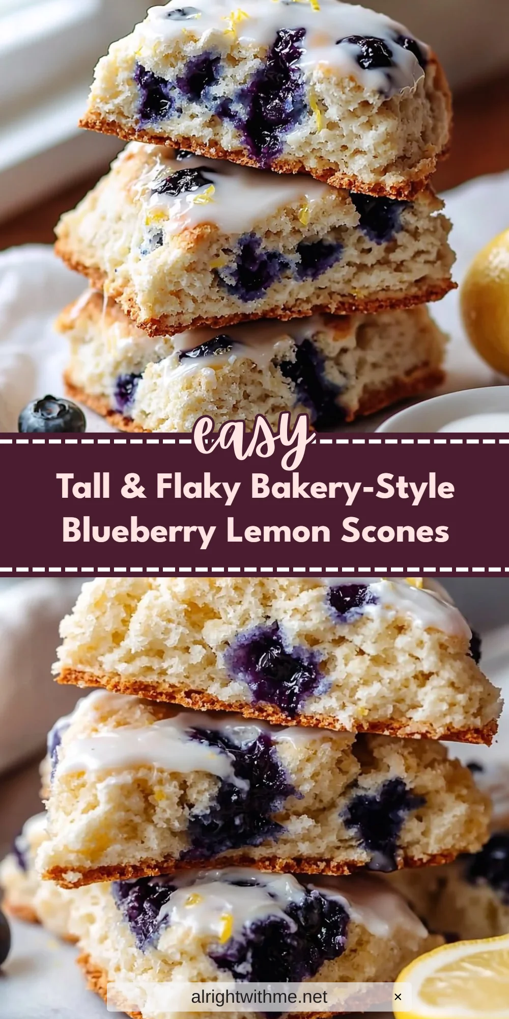 Tall & Flaky Bakery-Style Blueberry Lemon Scones