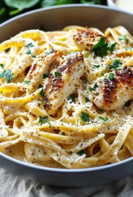 Creamy garlic parmesan chicken pasta with herbs and cheese served in a bowl