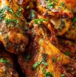 Crispy air fryer chicken wings served with dipping sauce