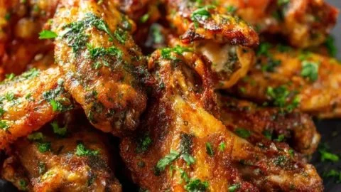 Crispy air fryer chicken wings served with dipping sauce