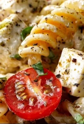 Classic High Protein Caprese Pasta Salad with fresh tomatoes and mozzarella