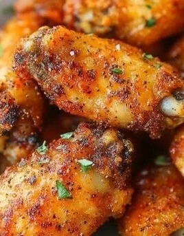 Crispy air fryer chicken wings served in a bowl with dipping sauce.