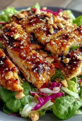 Crunchy Asian Chicken Salad topped with sesame ginger dressing and colorful veggies