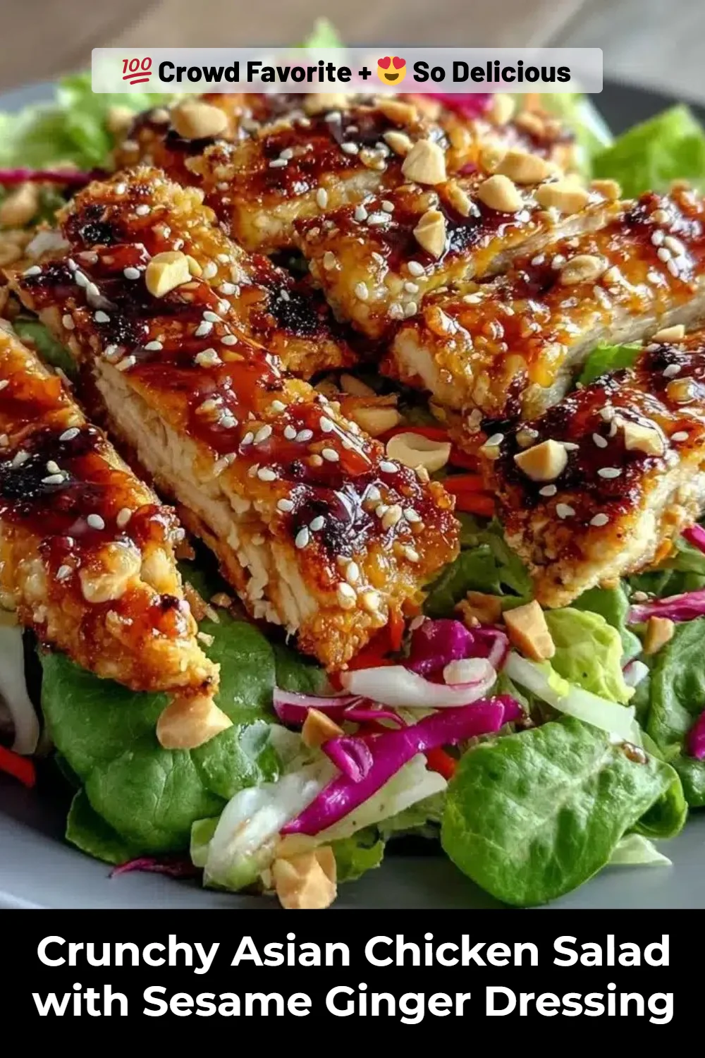 Crunchy Asian Chicken Salad with Sesame Ginger Dressing