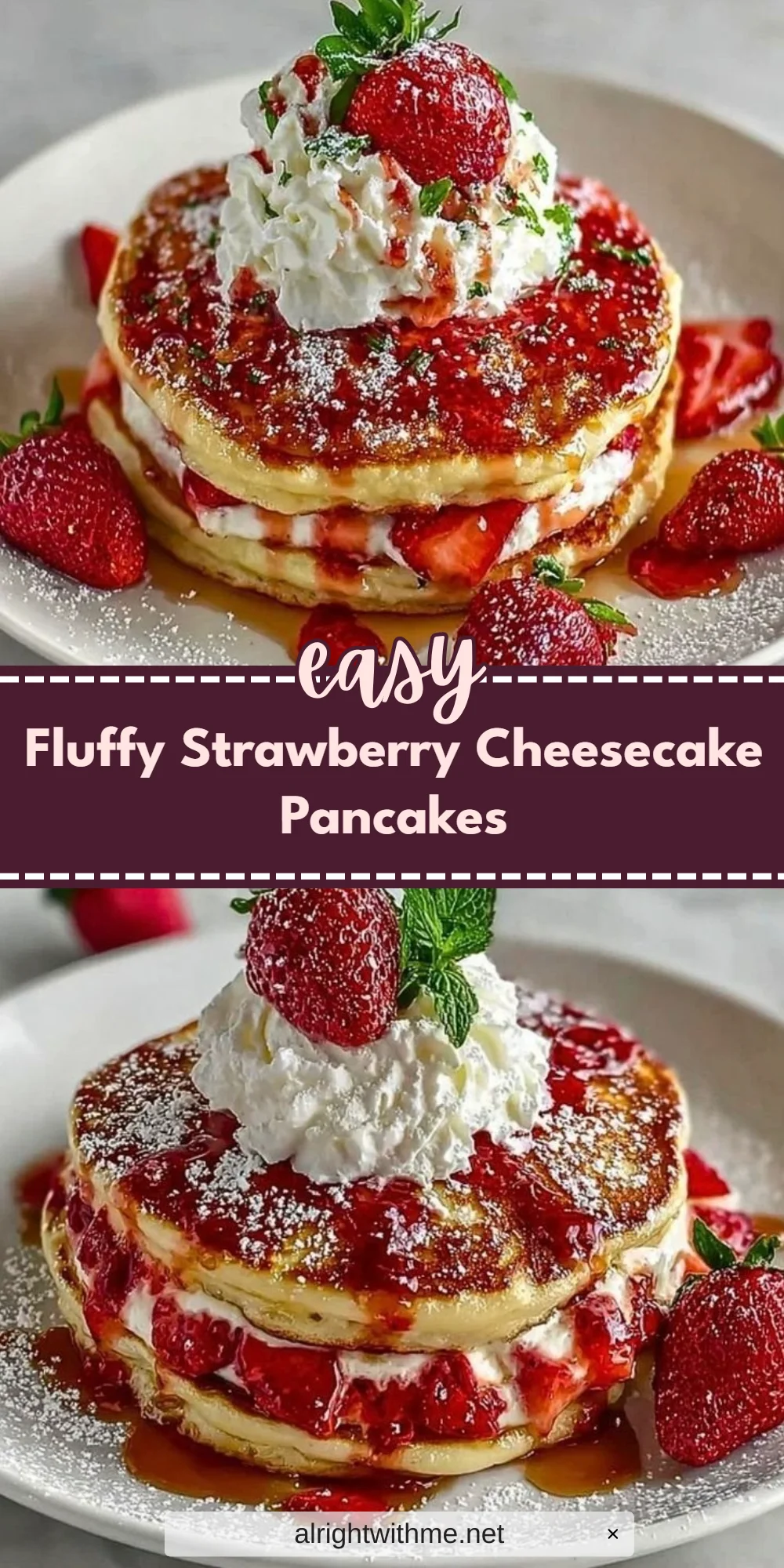 Fluffy Strawberry Cheesecake Pancakes