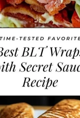 Gourmet BLT wraps with secret sauce on a wooden table