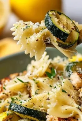 Plate of Italian Lemon Chicken Pasta garnished with herbs and lemon slices.