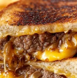 Delicious patty melts with secret sauce on a plate