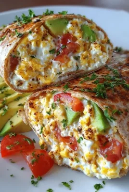 Delicious protein-packed breakfast burrito filled with eggs, beans, and veggies.