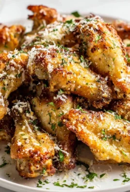 Crispy garlic parmesan air fryer wings served on a plate