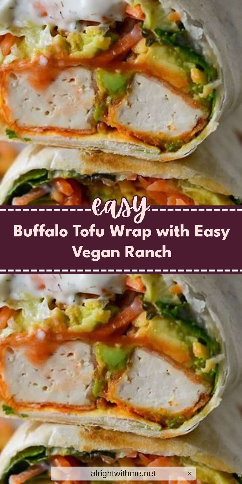 Buffalo Tofu Wrap with Easy Vegan Ranch