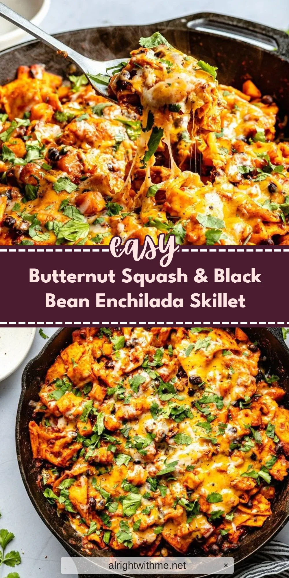 Butternut Squash & Black Bean Enchilada Skillet
