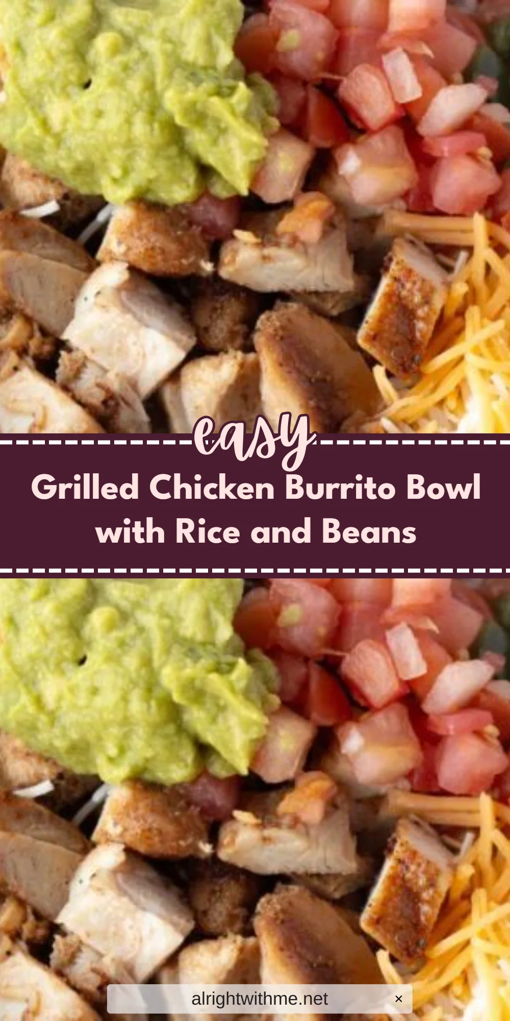 Grilled Chicken Burrito Bowl with Rice and Beans