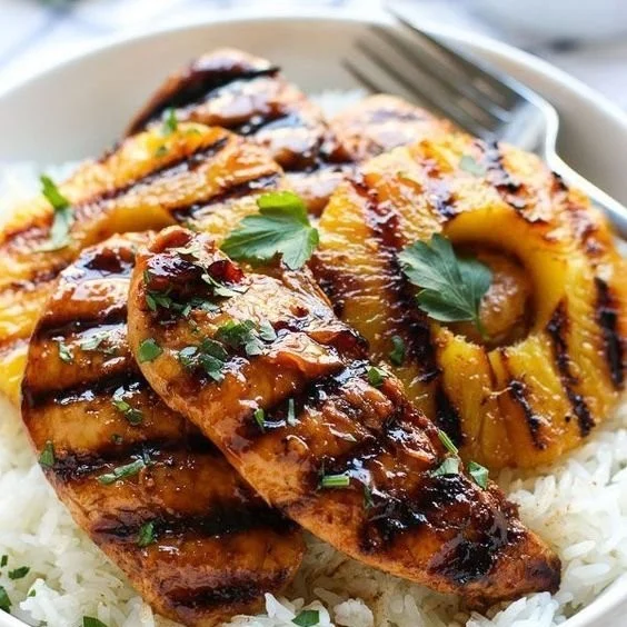 Hawaiian Chicken, Pineapple and Coconut Rice