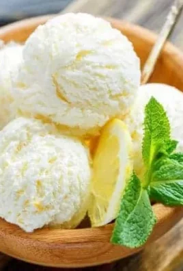 Delicious homemade lemon sorbet served in a bowl