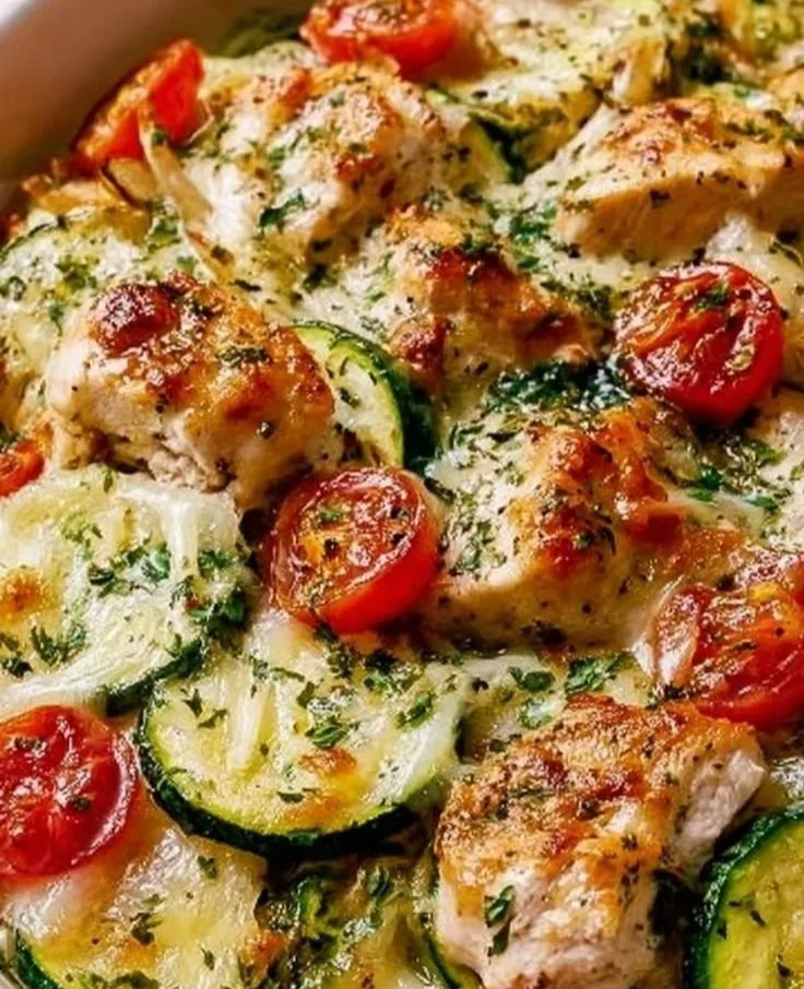 Mediterranean Chicken Zucchini Bake