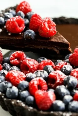 No Bake Dark Chocolate Tart with a rich chocolate filling and a crumbly crust