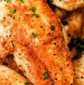 Crispy no breading air fryer chicken tenders served with dipping sauce
