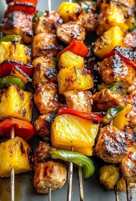 Grilled Pineapple Chicken Kabobs with vibrant vegetables on skewers