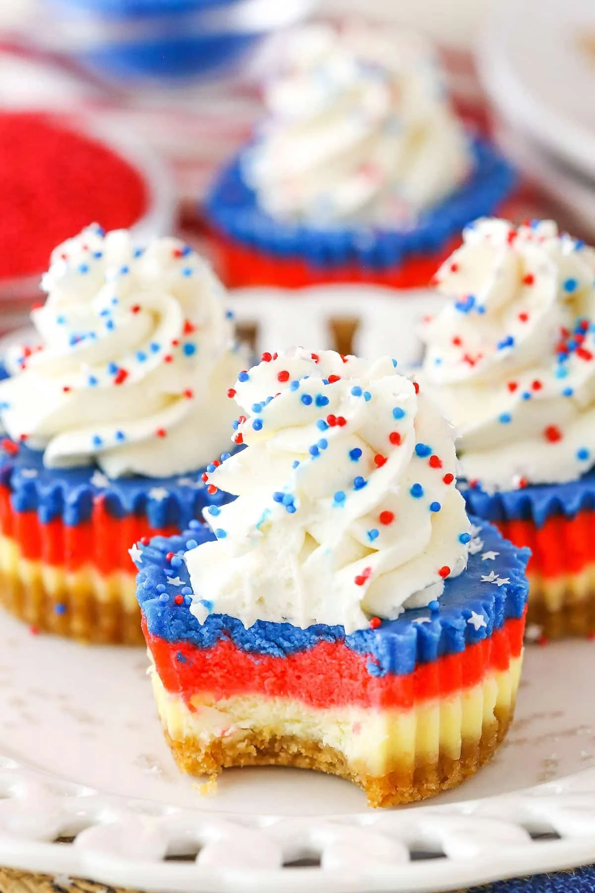 Red, White and Blue Mini Cheesecakes