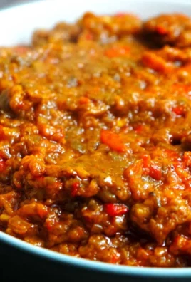 Delicious zacusca spread made with roasted vegetables in a jar