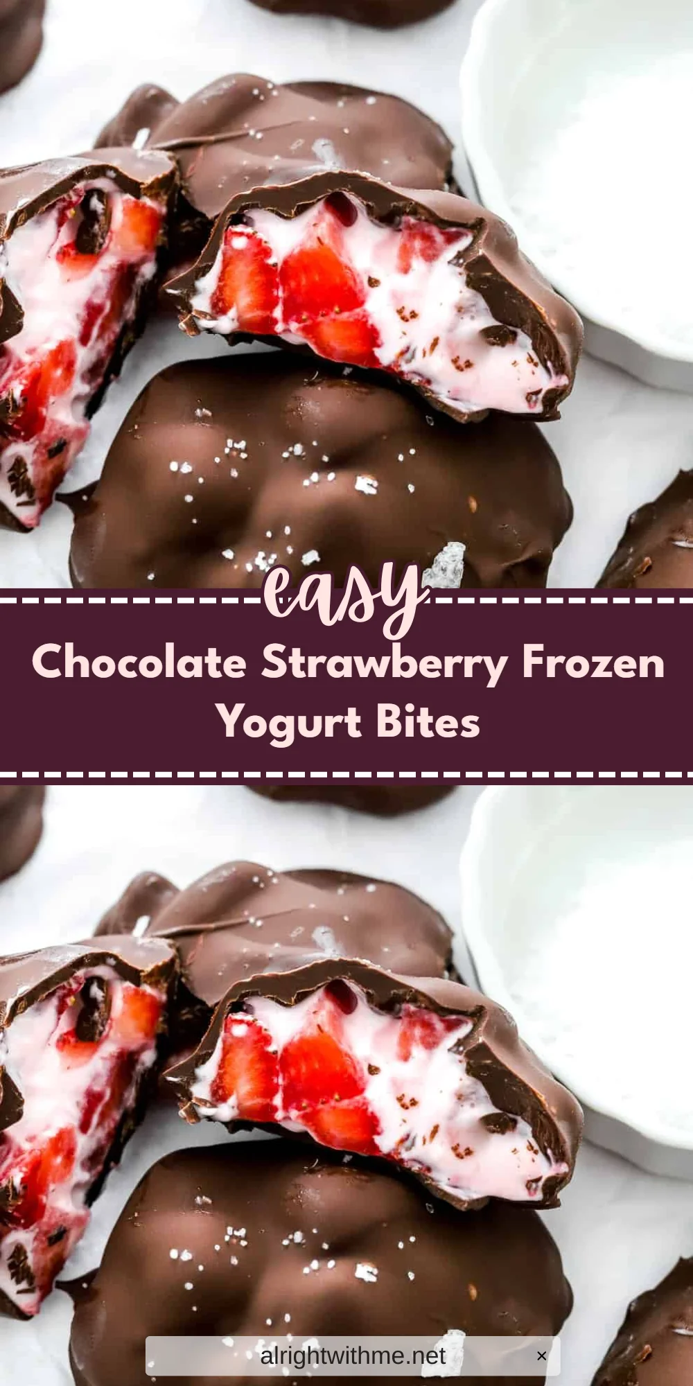Chocolate Strawberry Frozen Yogurt Bites