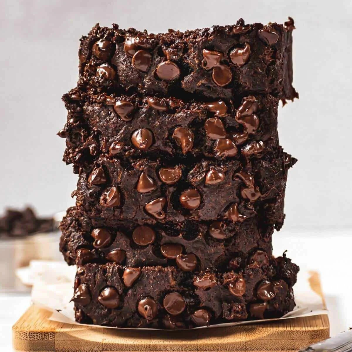 Loaf of chocolate zucchini banana bread with chocolate chips