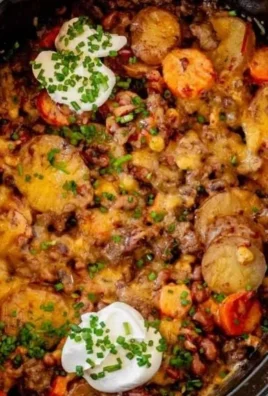 Delicious Cowboy Casserole dish served hot in a rustic bowl